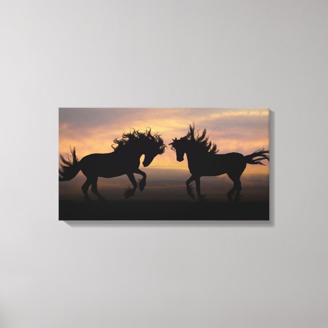 Wild Horses Silhouette Canvas Print (Front)
