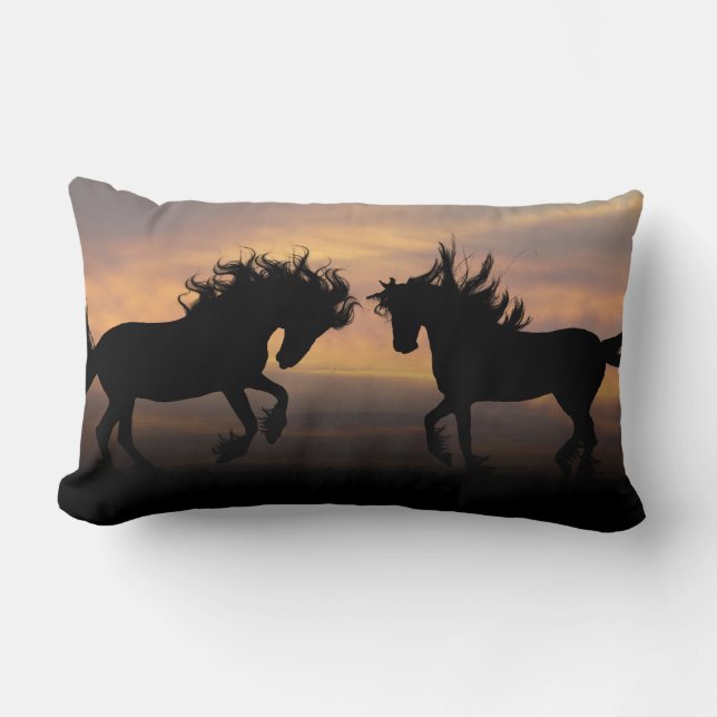 Wild Horses Silhouette Lumbar Cushion (Front)