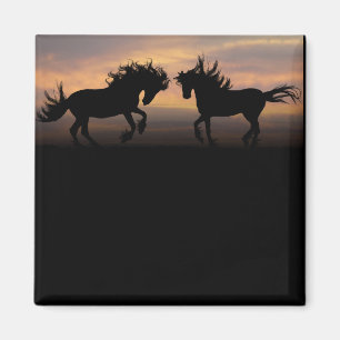 Wild Horses Silhouette Magnet