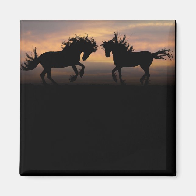 Wild Horses Silhouette Magnet (Front)