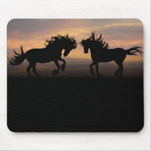 Wild Horses Silhouette Mouse Mat