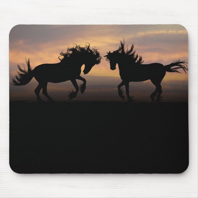 Wild Horses Silhouette Mouse Mat (Front)