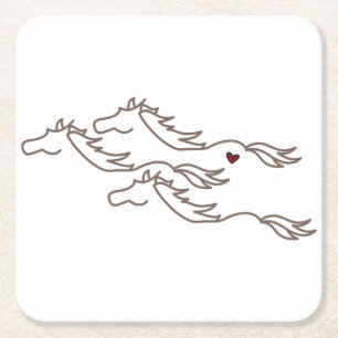 Wild Horses Square Paper Coaster