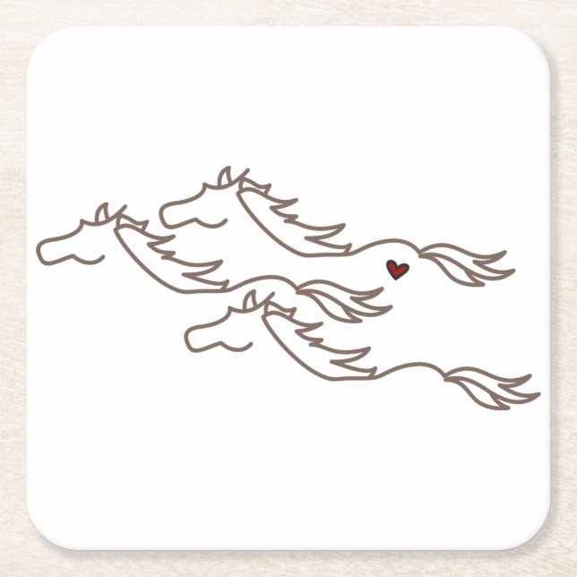 Wild Horses Square Paper Coaster (Front)