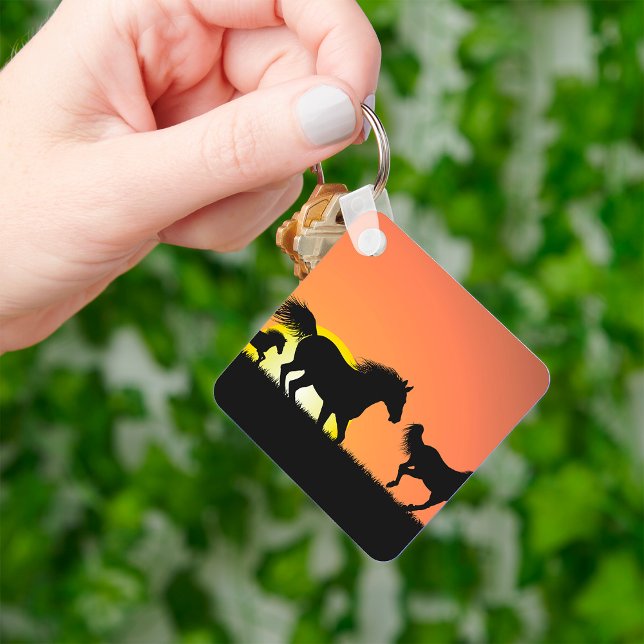 Wild Horses Sunset Silhouette Key Ring (Creator Uploaded)