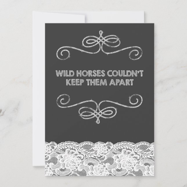 Wild Horses Vintage Chalkboard Wedding Invitation (Front)