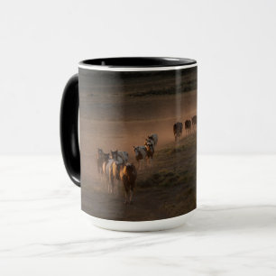 Wild Horses Walking Towards Desert Mug