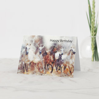 Wild Horses Watercolor Artwork  Birthday Card
