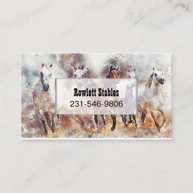 Wild Horses Watercolor Artwork Business Card (Front)