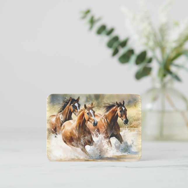 Wild Horses Watercolor Business Card (Standing Front)