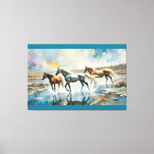 Wild Horses watercolor Canvas Print