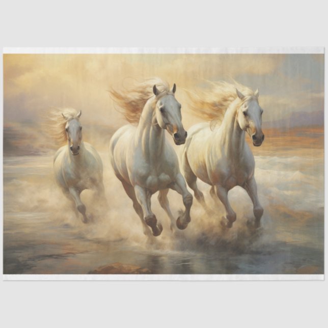 Wild Horses Watercolor Decoupage Tissue Paper (Front)