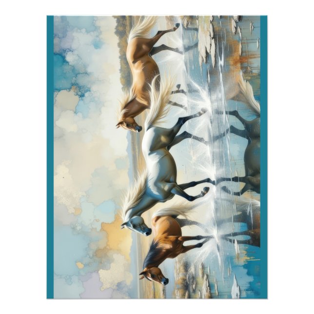 Wild Horses watercolor Photo Print (Front)