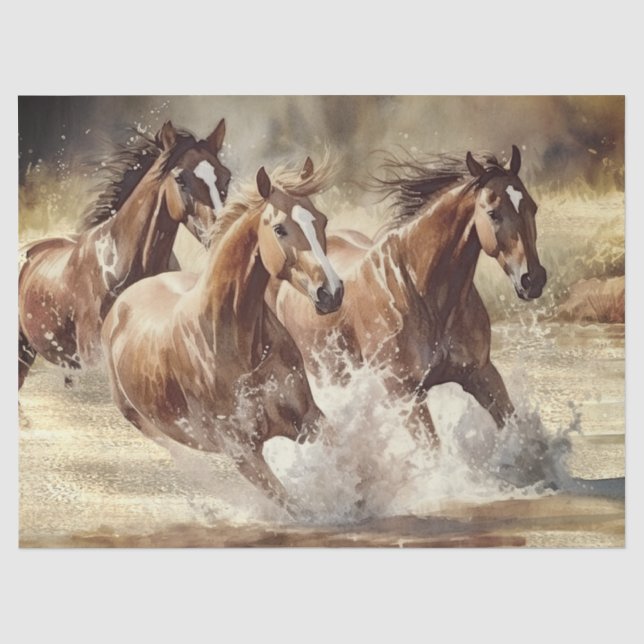 Wild Horses Watercolor Tissue Paper (Front)