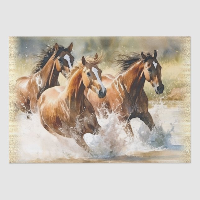 Wild Horses Watercolor Tissue Paper (Front)