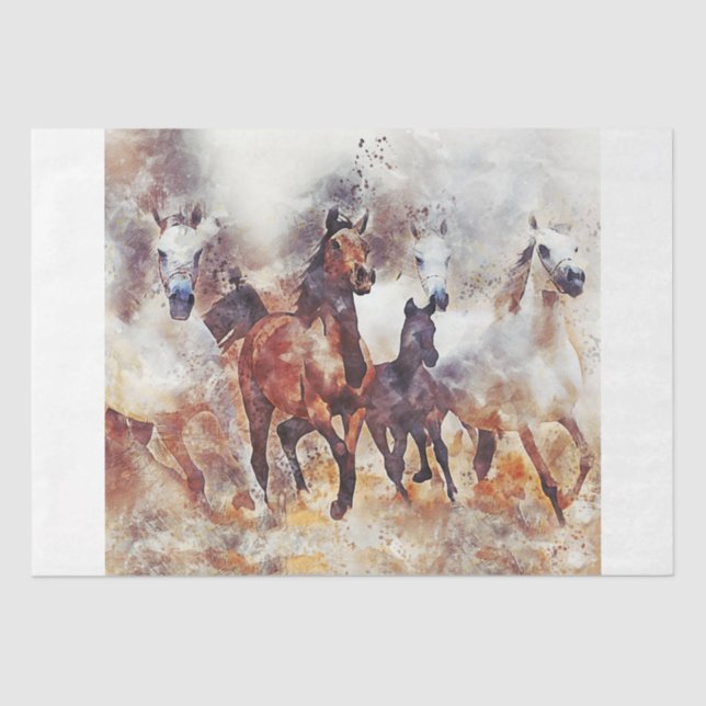 Wild Horses Western 15x15 Decoupage Tissue Paper (Front)