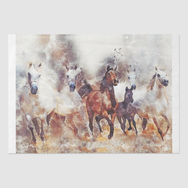 Wild Horses Western 18x15 Decoupage Tissue Paper (Front)