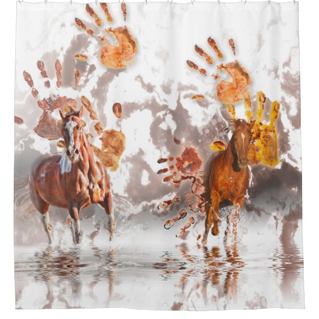Wild Horses WILD HANDS Shower Curtain (Front)