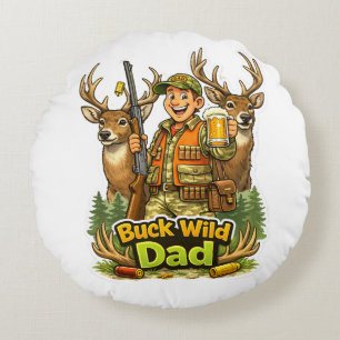 Wild hunting with dad funny hunter gift idea round cushion