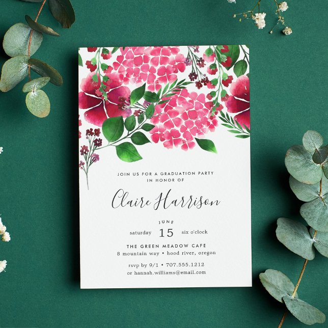 Wild Hydrangea Graduation Party Invitation (Creator Uploaded)