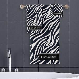 Wild Ideas Silver Label Black & White Zebra ID1160 Bath Towel Set