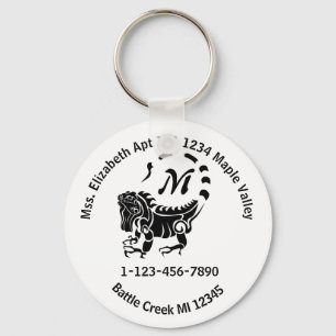 Wild Iguana Lost Home Contact Information Keychain