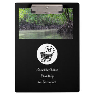 Wild Iguana Silhouette Monogram Photo Clipboard