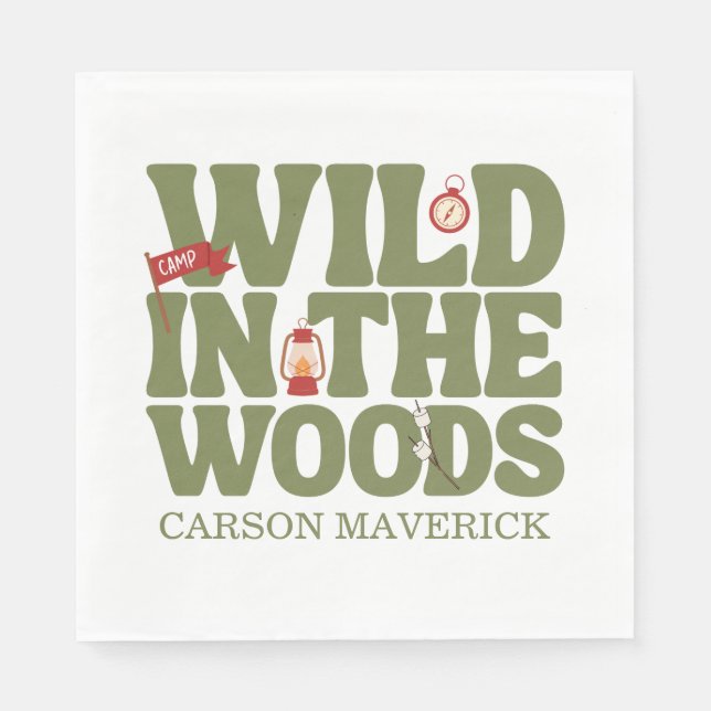 Wild In The Woods Kids Birthday Napkin (Front)