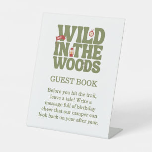 Wild In The Woods Kids Guest Book Birthday Pedestal Sign