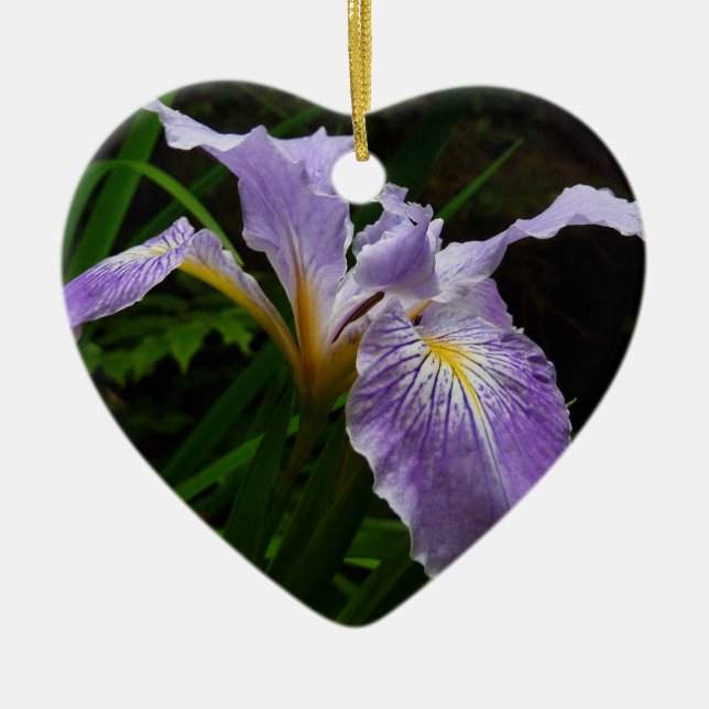 Wild Iris Flower Purple Floral Ceramic Tree Decoration (Front)