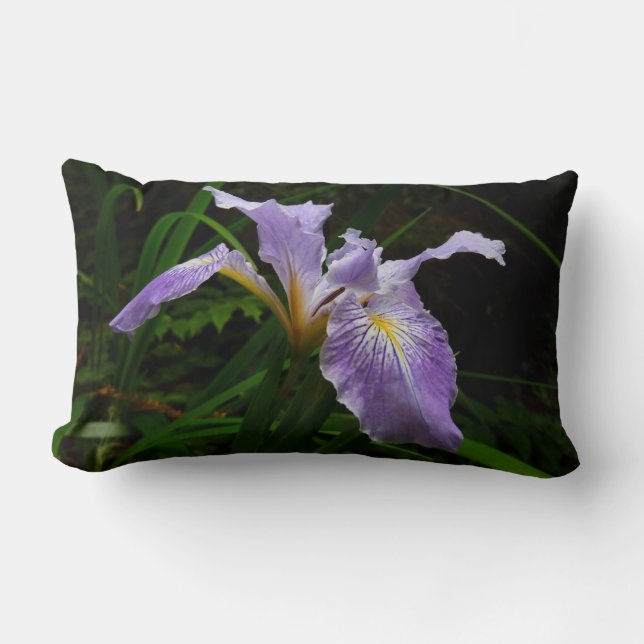 Wild Iris Flower Purple Floral Lumbar Cushion (Front)
