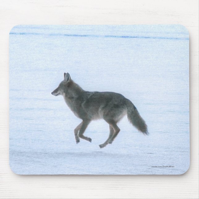 Wild Jackal Coyote Crossing Frozen Lake in Winter Mouse Mat (Front)