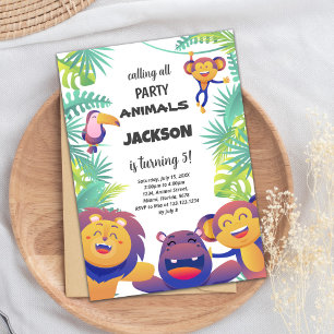 Wild Jungle Animal Party Theme for Kids Invitation