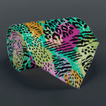 Wild Jungle Animal Print on Bright Abstract Colour Tie<br><div class="desc">Exotic wild animal prints - spots, stripes, leopard, cheetah, zebra - on bright colour splash of fuchsia, pink, lime green, pale green, turquoise, teal, gold, tan and ivory, this men's neck tie is cool for the office, a night on the town, a wedding, your own wedding ceremony, for the groom...</div>