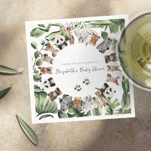 Wild Jungle Animals Baby Shower Napkin