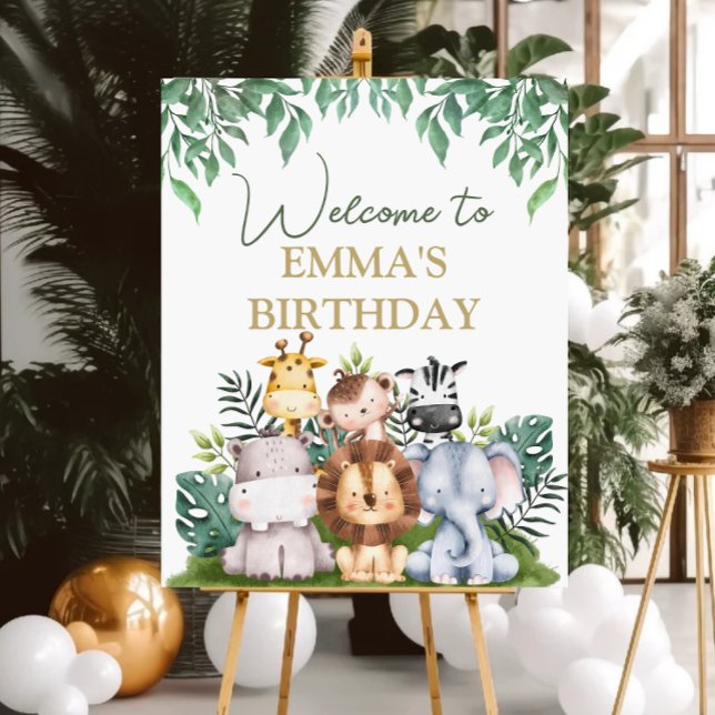 Wild Jungle Animals Birthday Welcome Sign (Creator Uploaded)