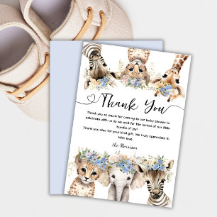 Wild Jungle Animals Safari Baby Shower Boy  Thank You Card