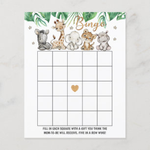Wild Jungle Baby Shower Bingo