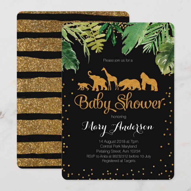 Wild Jungle Baby Shower Invitation (Front/Back)