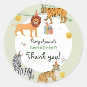 Wild Jungle Birthday Classic Round Sticker