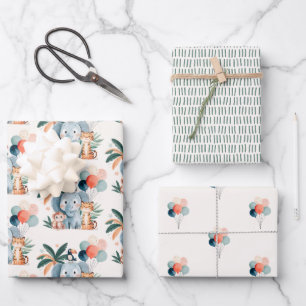 Wild Jungle Birthday Party Pattern Wrapping Paper Sheet