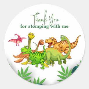 Wild Jungle Dinosaur Adventure Kids Birthday Classic Round Sticker