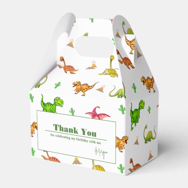 Wild Jungle Dinosaur Adventure Kids Birthday Favour Box (Front Side)