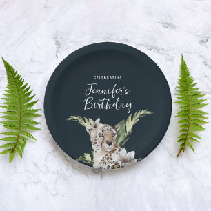 Wild Jungle Leopard Adult Birthday Party  Paper Plate