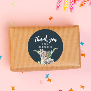 Wild Jungle Leopard Birthday Party Thank You Classic Round Sticker