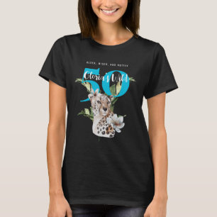 Wild Jungle Leopard Blue 50th Birthday Funny T-Shirt