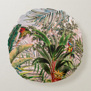 Wild jungle paradise round cushion