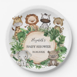 Wild Jungle Safari Animals 1st Birthday Party Paper Plate
