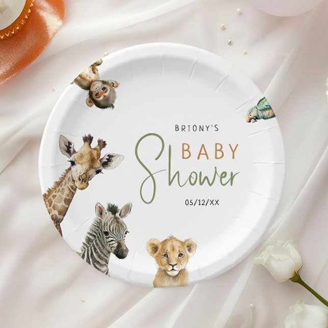 Wild Jungle Safari Animals Baby Shower Paper Plate (Creator Uploaded)