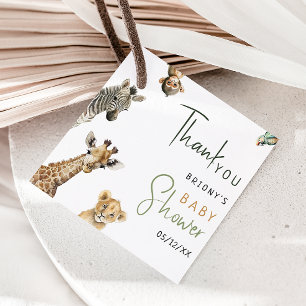 Wild Jungle Safari Animals Baby Shower Thank You Favour Tags